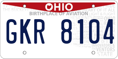 OH license plate GKR8104