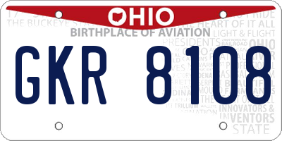 OH license plate GKR8108