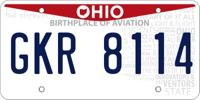 OH license plate GKR8114
