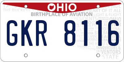 OH license plate GKR8116