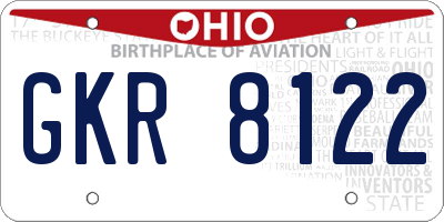 OH license plate GKR8122