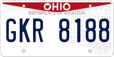 OH license plate GKR8188
