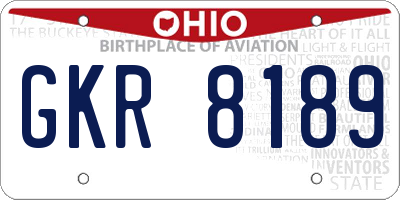 OH license plate GKR8189