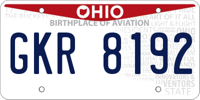 OH license plate GKR8192