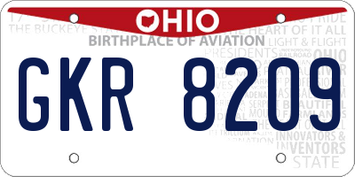 OH license plate GKR8209