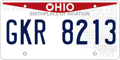 OH license plate GKR8213