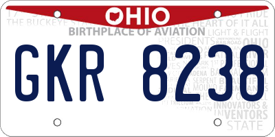 OH license plate GKR8238