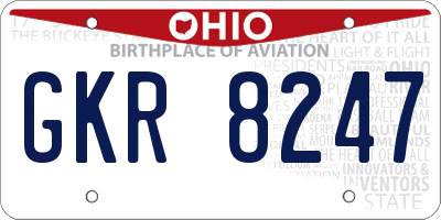OH license plate GKR8247