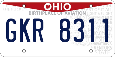 OH license plate GKR8311