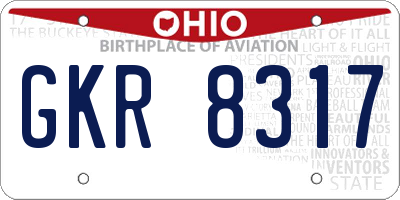 OH license plate GKR8317