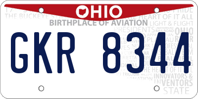 OH license plate GKR8344