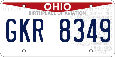 OH license plate GKR8349