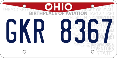 OH license plate GKR8367