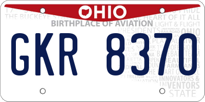 OH license plate GKR8370