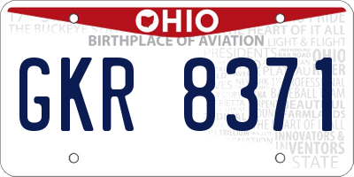 OH license plate GKR8371