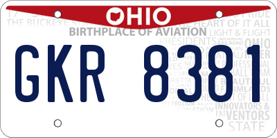 OH license plate GKR8381