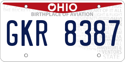 OH license plate GKR8387