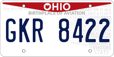 OH license plate GKR8422
