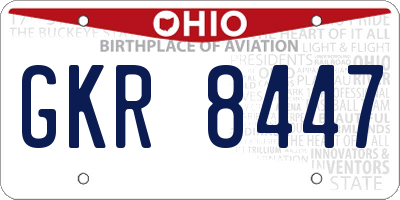 OH license plate GKR8447