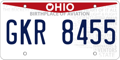 OH license plate GKR8455