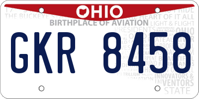 OH license plate GKR8458