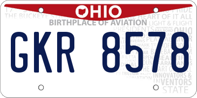 OH license plate GKR8578