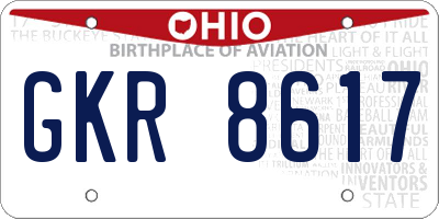 OH license plate GKR8617