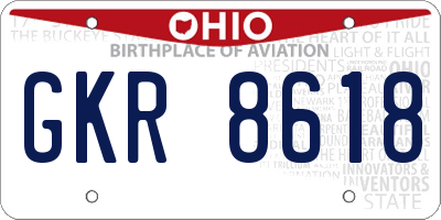 OH license plate GKR8618