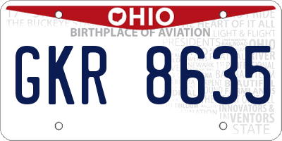 OH license plate GKR8635