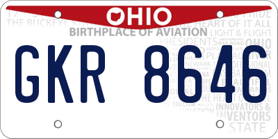 OH license plate GKR8646