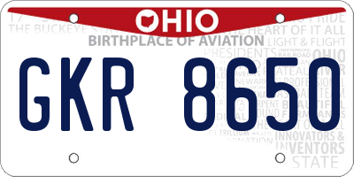OH license plate GKR8650