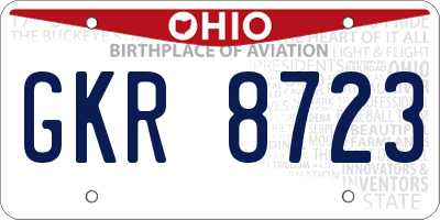 OH license plate GKR8723