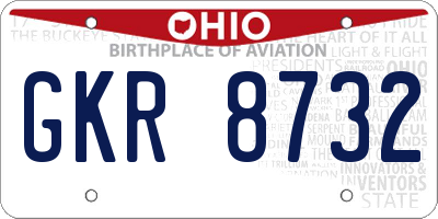 OH license plate GKR8732
