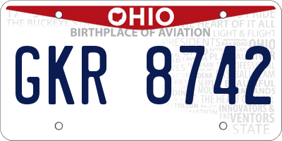 OH license plate GKR8742