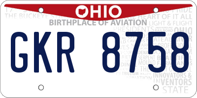 OH license plate GKR8758
