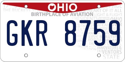 OH license plate GKR8759