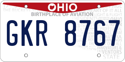 OH license plate GKR8767