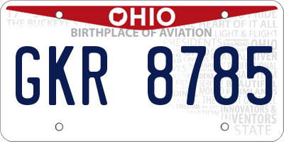 OH license plate GKR8785