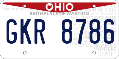 OH license plate GKR8786