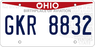 OH license plate GKR8832