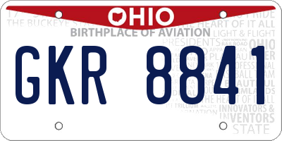 OH license plate GKR8841