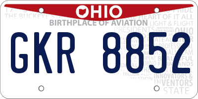 OH license plate GKR8852