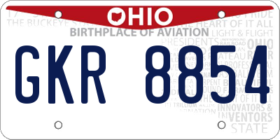 OH license plate GKR8854