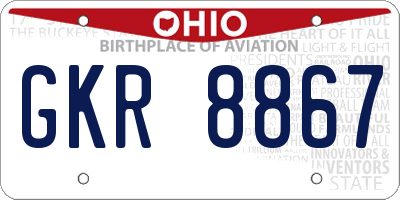 OH license plate GKR8867