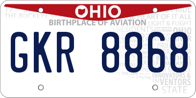 OH license plate GKR8868
