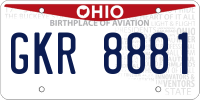 OH license plate GKR8881