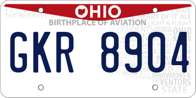 OH license plate GKR8904