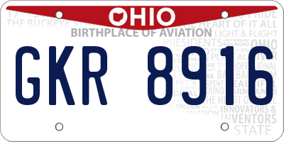 OH license plate GKR8916