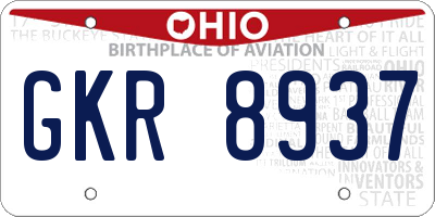 OH license plate GKR8937