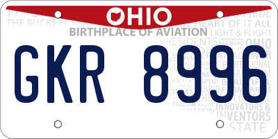 OH license plate GKR8996